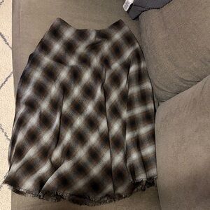 Zara Black and Brown Plaid A-Line Skirt